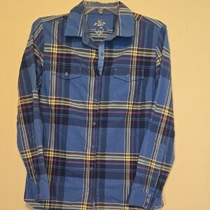 Blue Plaid Button-Up Shirt